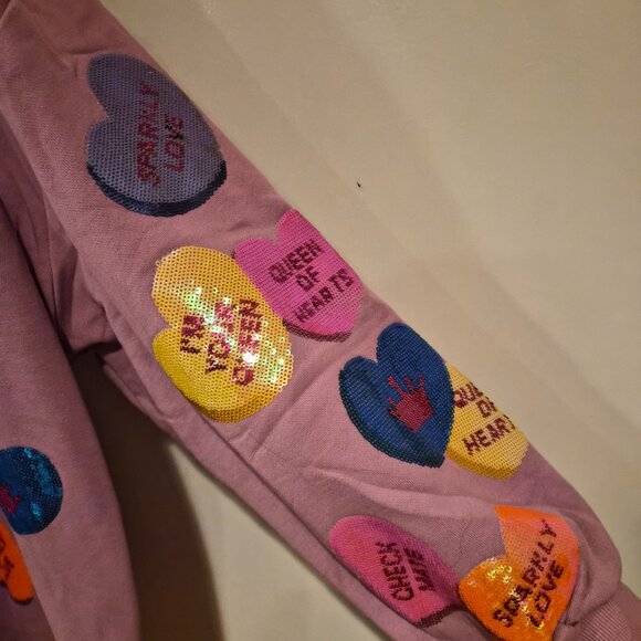 Queen of Sparkles Sequin Conversation Heart Sweatshirt - Picture 6 of 8